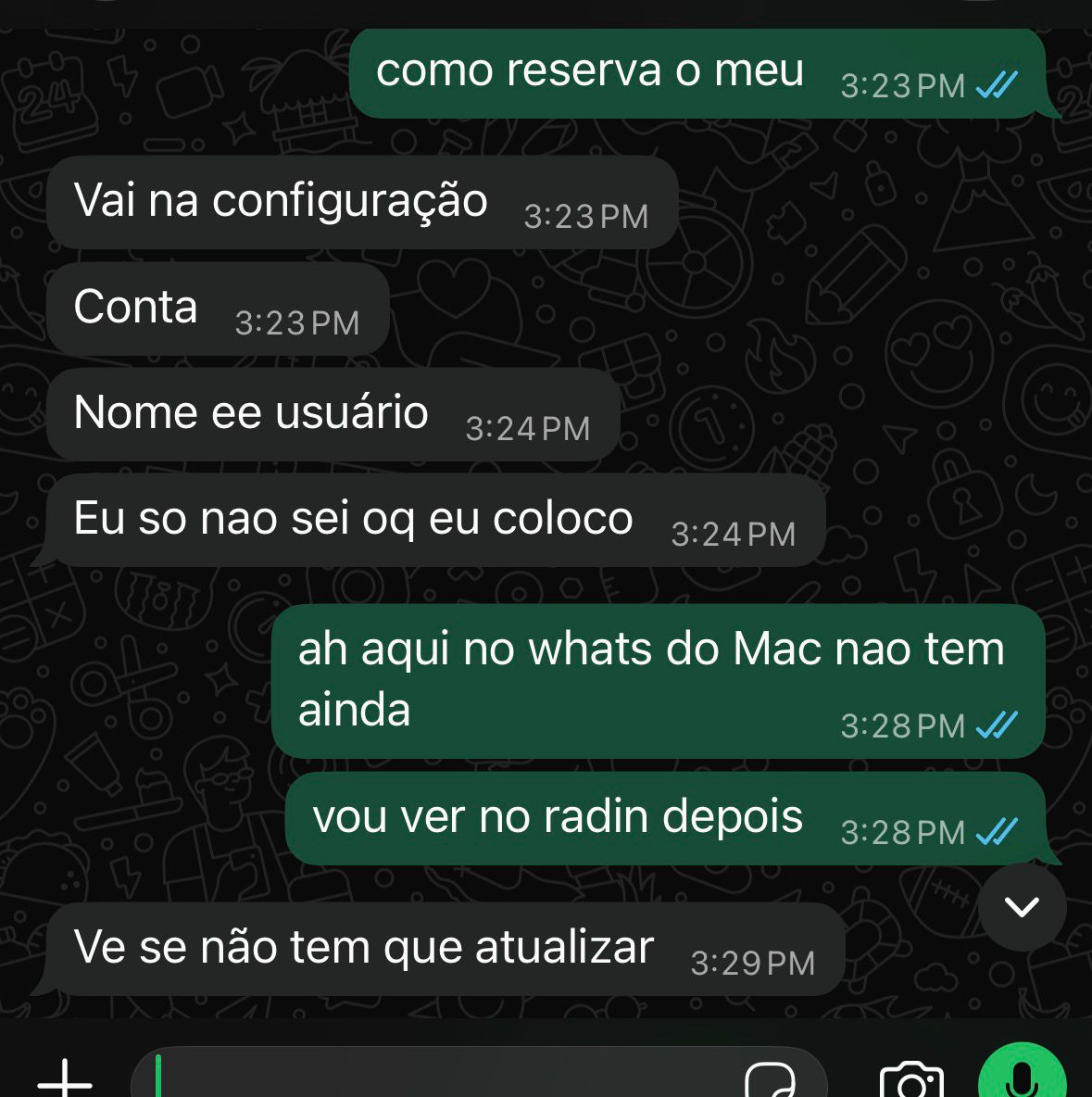 Print de conversa com cliente
